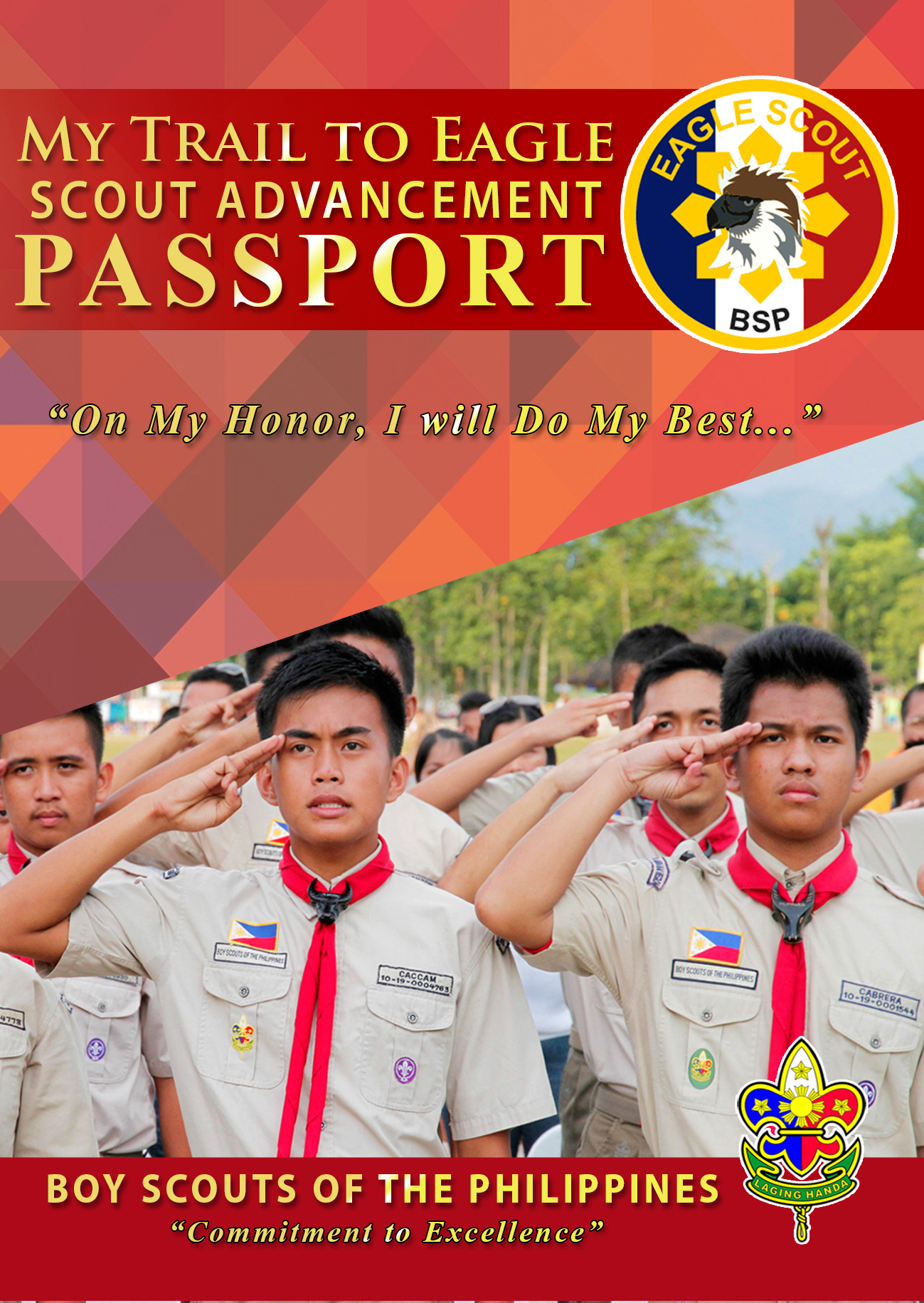RED BOY SCOUTS OF PHILIPPINE BSP ON MY HONOR TIMELESS VALUE LUGGAGE TAG